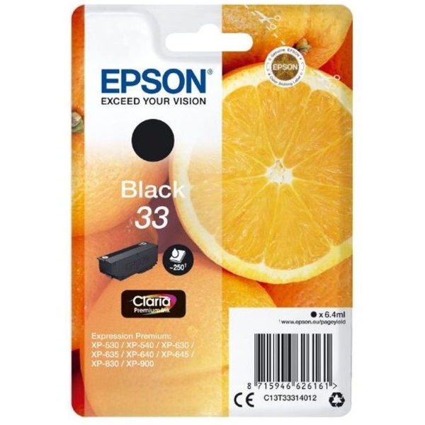 Epson Oranges C13T33314012 blækpatron 1 stk Original Standard udbytte Sort