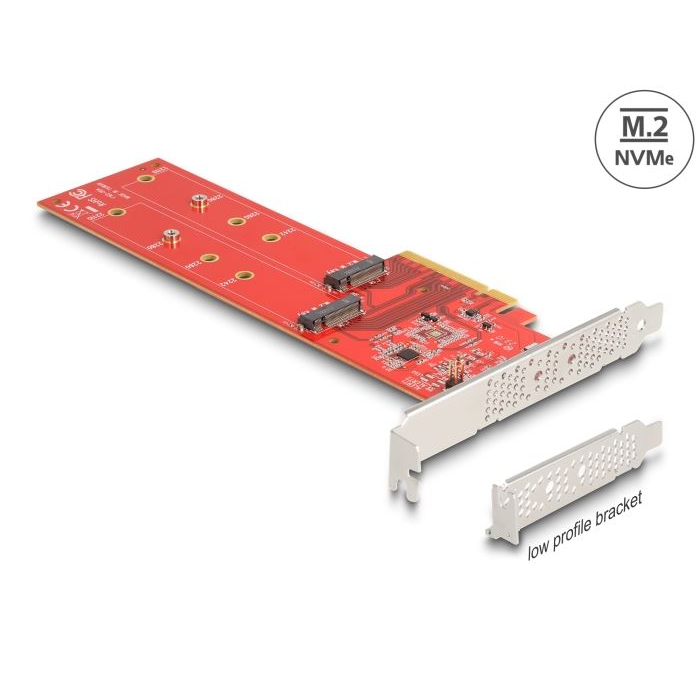 Delock PCI Express x8 - 2 x belső NVMe M.2 Key M 110mm (90616) (del90616)