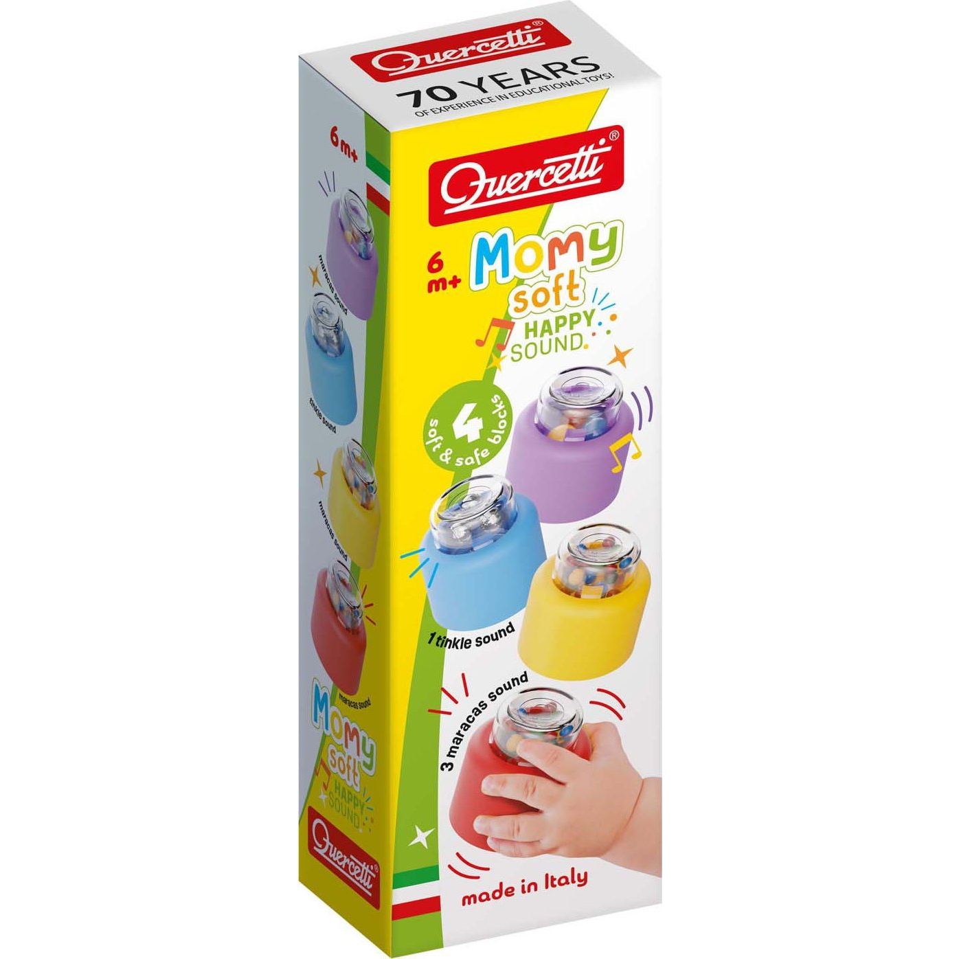 Quercetti: Momy Soft 4 db-os puha csörgős építőkocka szett (040-4144)