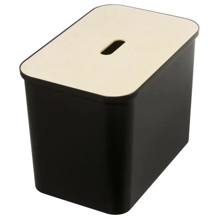 Orthex Collect szeméttároló, fekete + fa fedél, 76 l (130600212)