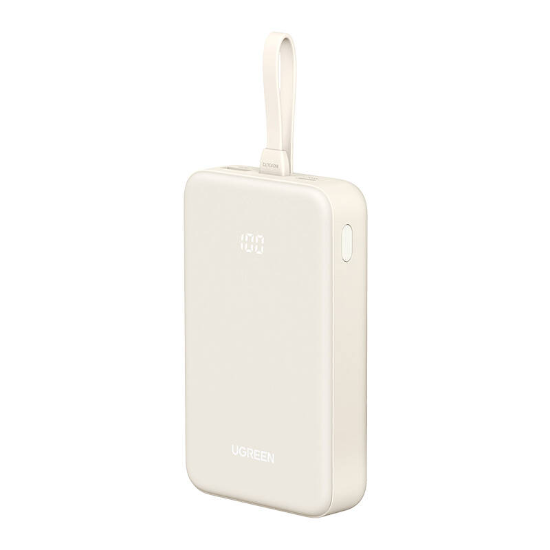 Ugreen Nexode PB505 Powerbank integrált kábellel USB-A + USB-C / 20000mAh 20W - Fehér (35340)