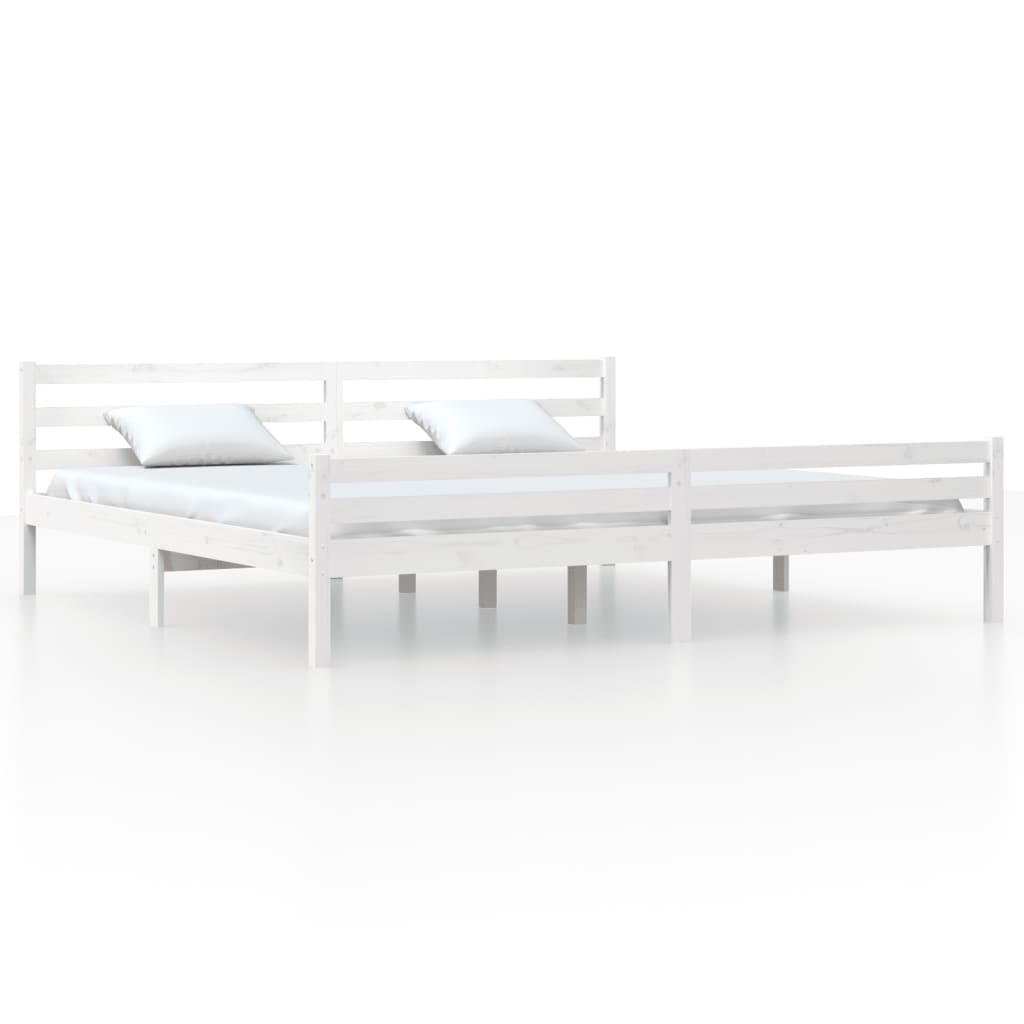 fehér tömör fa ágykeret 180x200 cm (6FT Super King) (814835)