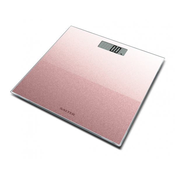 Salter 9037 RGGL3RCFXTE Glitter Glass Personal Bathroom Scale Rose Gold