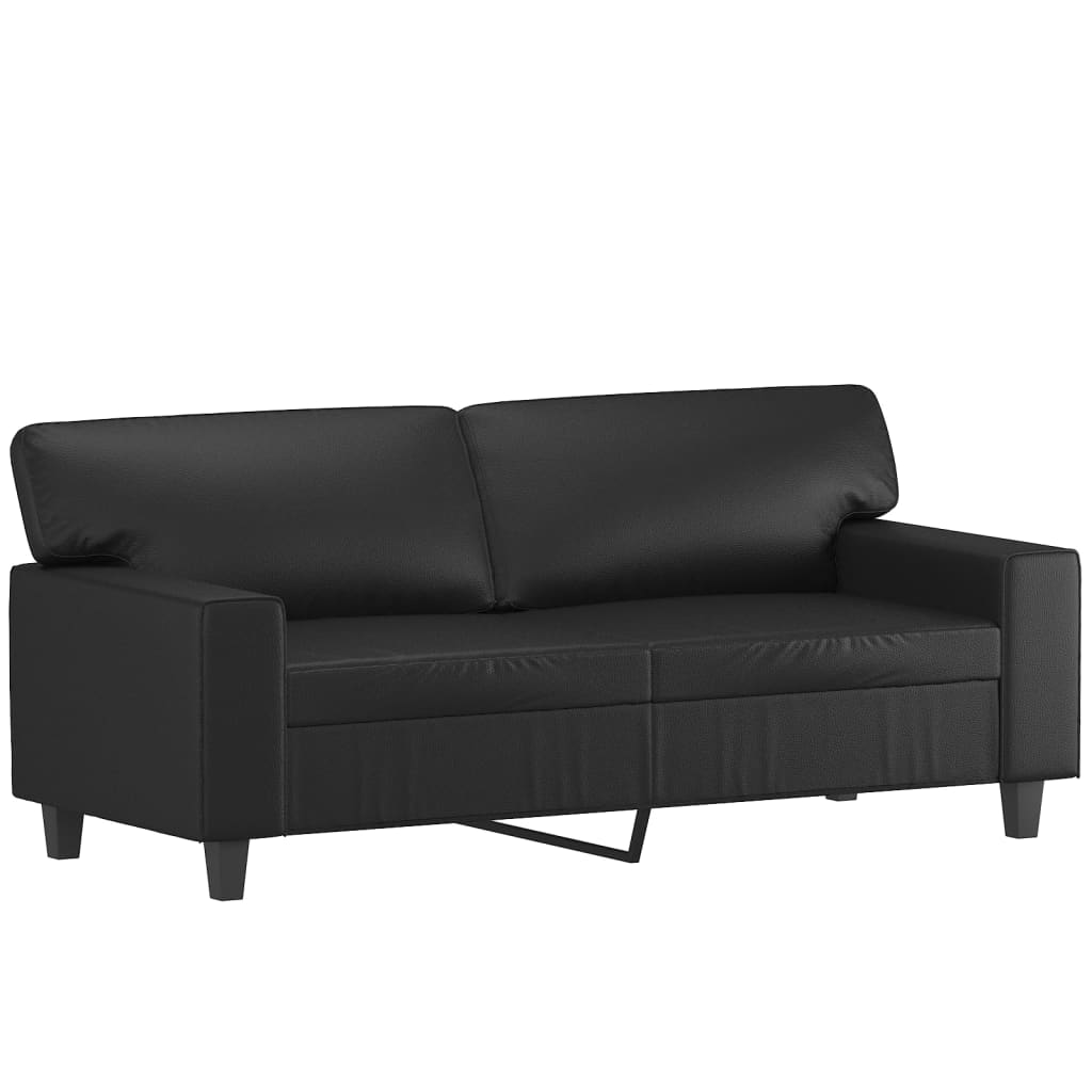 2 személyes fekete műbőr kanapé 140 cm (359417)