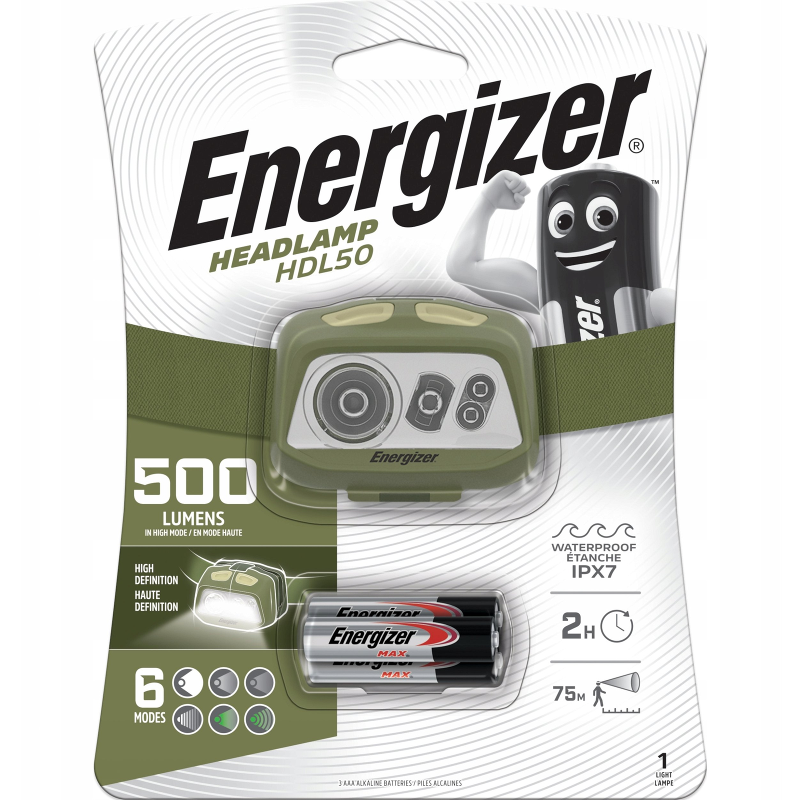 Energizer fejlámpa HDL50 + 3xAAA (LT-HDL50)