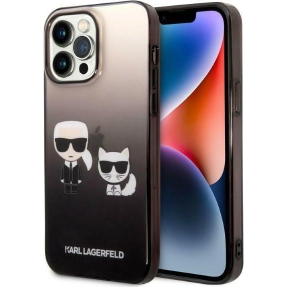 Karl Lagerfeld Gradient Ikonik Karl & Choupette Apple iPhone 14 Pro Max hátlap tok, fekete (KLD1173)