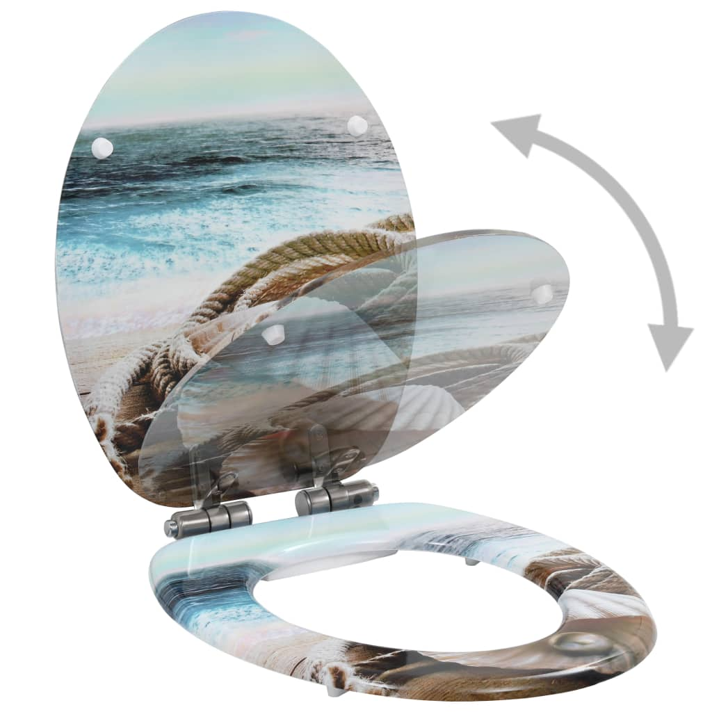 lassan csukódó kagylómintás MDF WC-ülőke (143924)