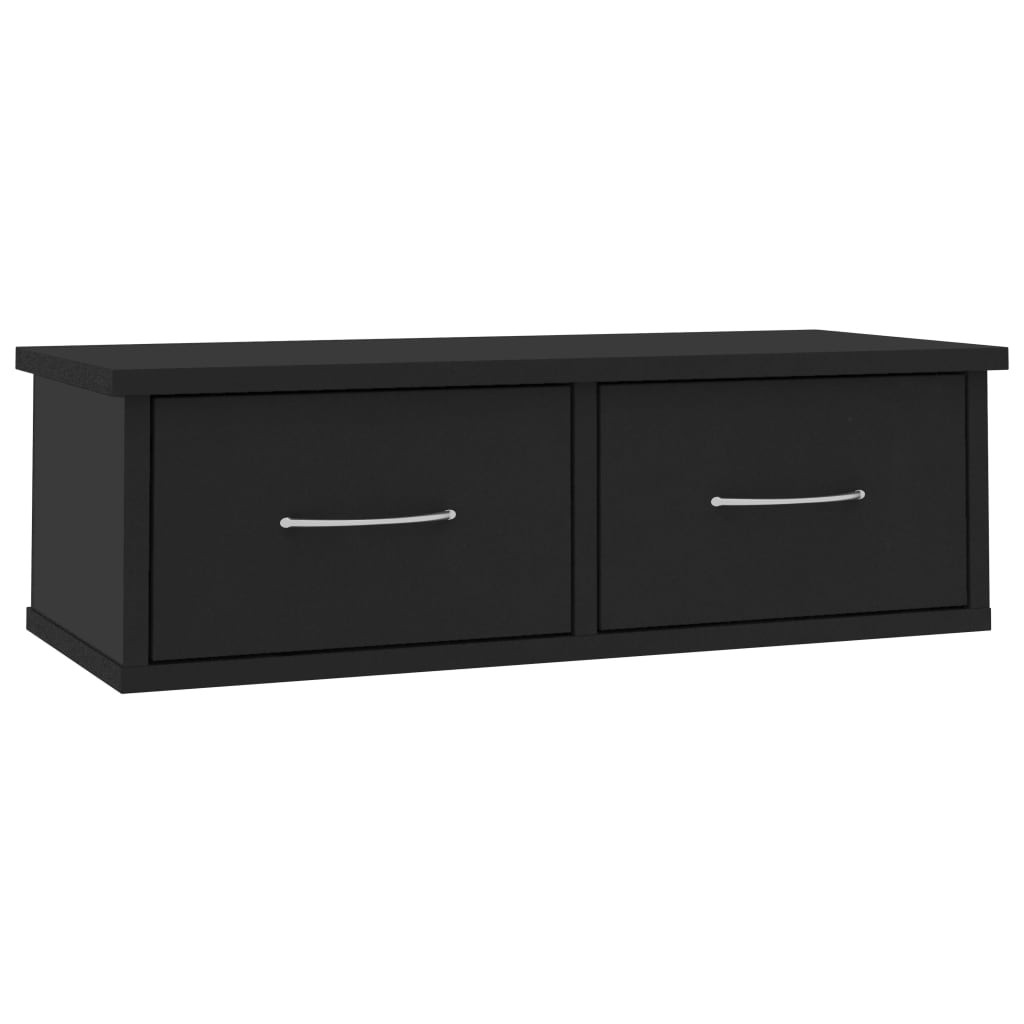 fekete falra szerelhető fiókos polc 60 x 26 x 18,5 cm (800586)