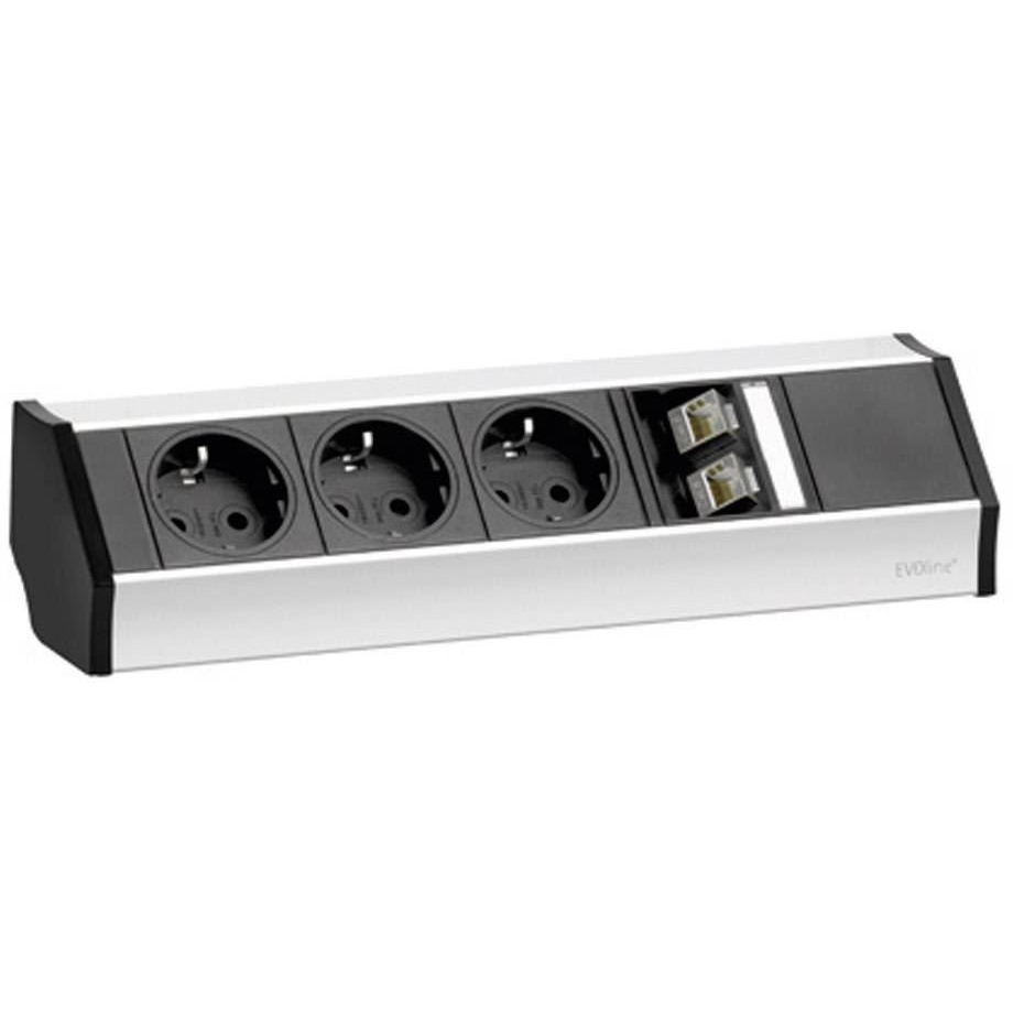 EVOline 93600023 Hálózati elosztó 3 részes Fekete, Ezüst Védőérintkezős 3m (e93600023)