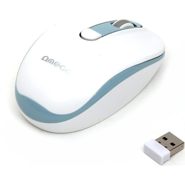Mysz Omega OMEGA MYSZ BEZPRZEWODOWA MOUSE WIRELESS 1000/1200/1600 DPI WHITE-BLUE [45863]