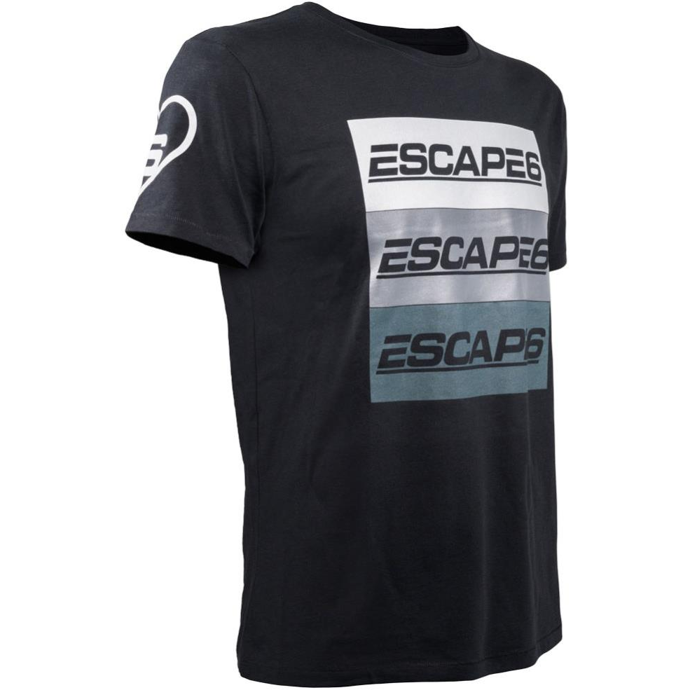 Escape6 Uniszex póló, szürke logóval elöl és hátul, fekete, L (escswag-3gbl)