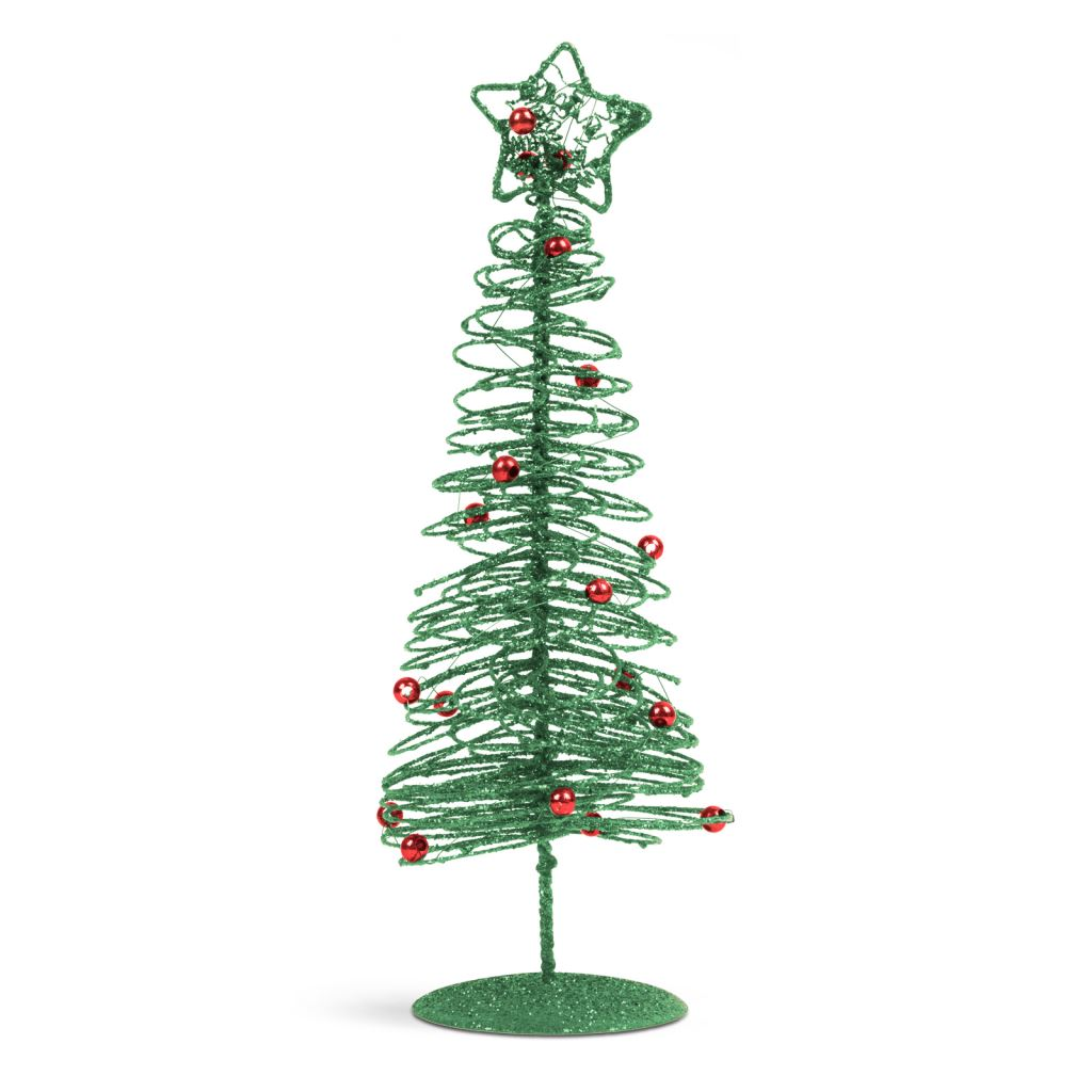 Family glitteres fém karácsonyfa 28cm zöld (58622D) (58622D)