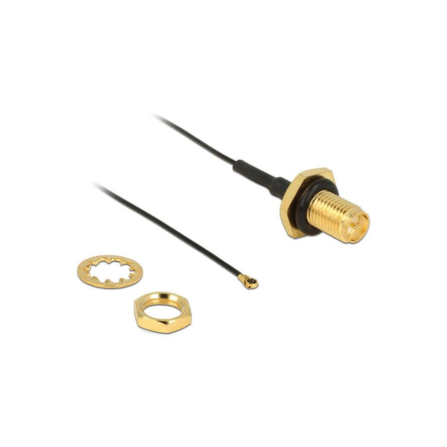 Delock 12460 RP-SMA anya - MHF4 apa kábel 0.2m - Fekete (12460)