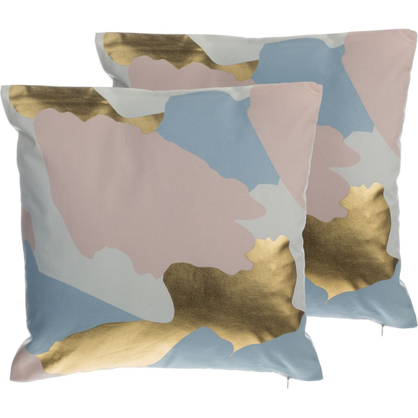Conjunto De 2 Cojines Decorativos Rosa/dorado 45x45 Cm Ixia