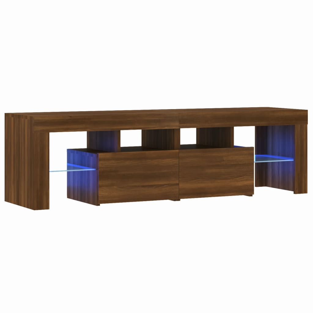barna tölgyszínű TV-szekrény LED-lámpákkal 140 x 36,5 x 40 cm (822643)