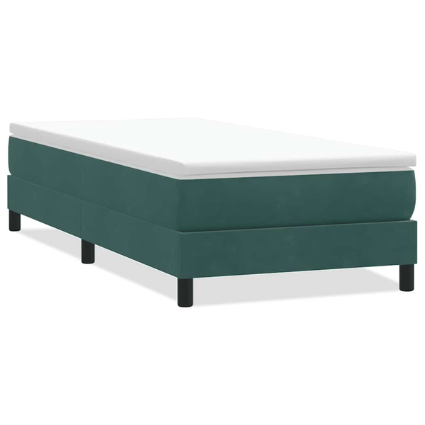 sötétzöld bársony rugós ágy matrac nélkül 90x220 cm