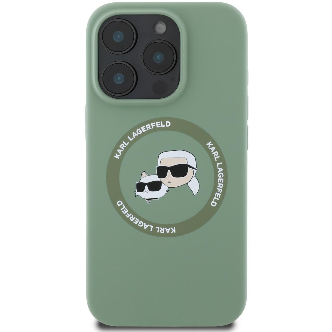 Karl Lagerfeld Liquid Silicone K&CH Heads MagSafe iPhone 16 Pro Max Kaki tok (KLHMP16XSKCHTCA)