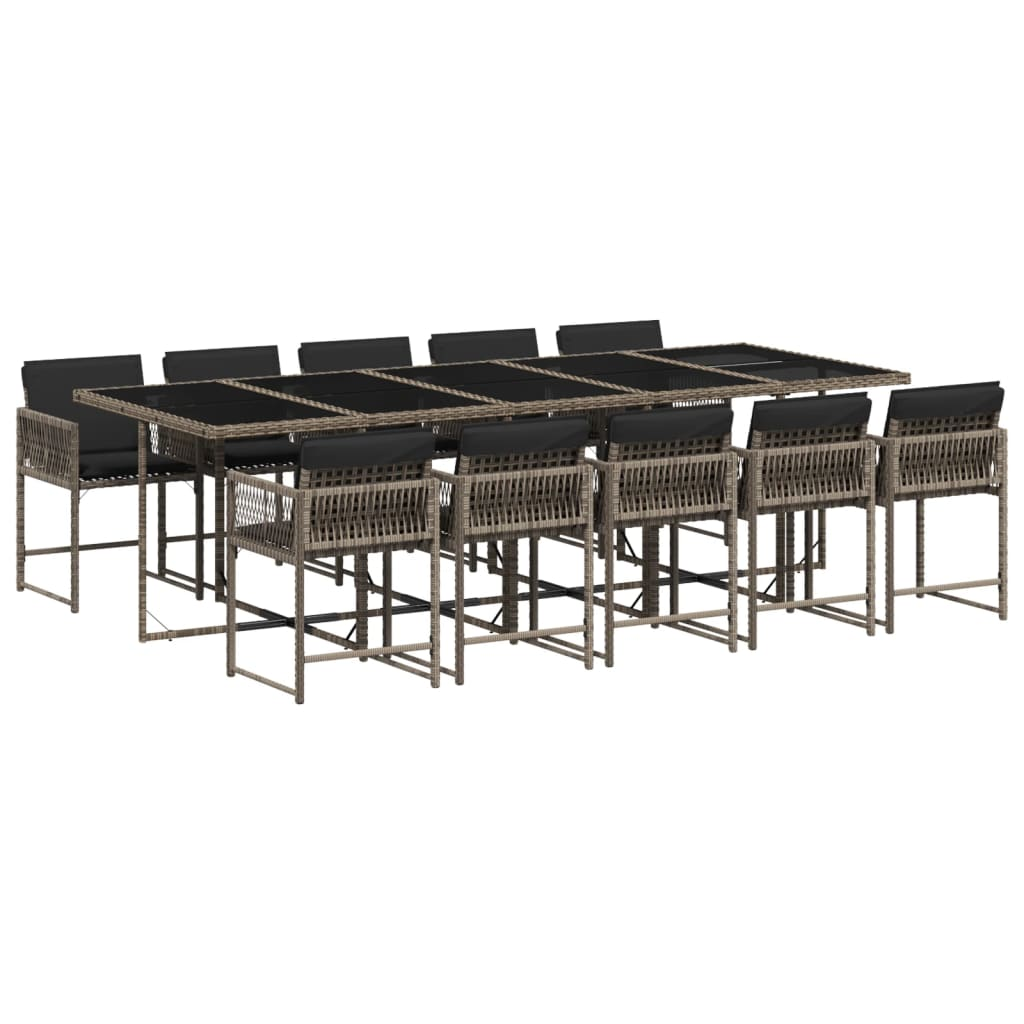 11 részes szürke polyrattan kerti ülőgarnitúra párnákkal (3211472)
