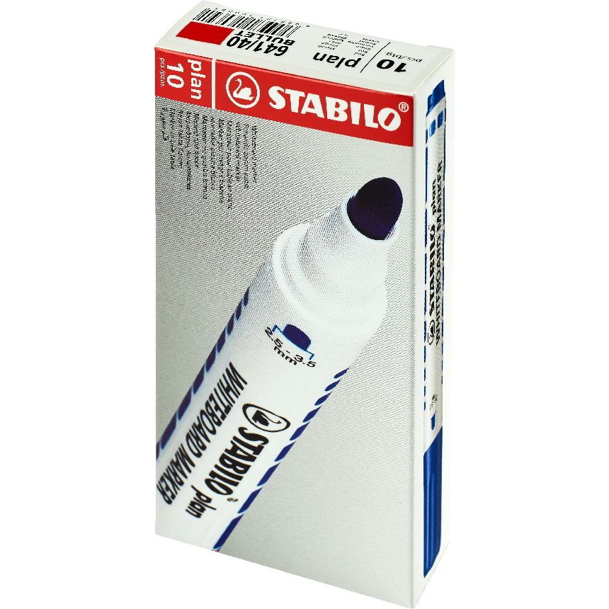 Stabilo Plan 2.5-3.5mm Táblafilc készlet - Piros (10 db / csomag) (641/40B10)