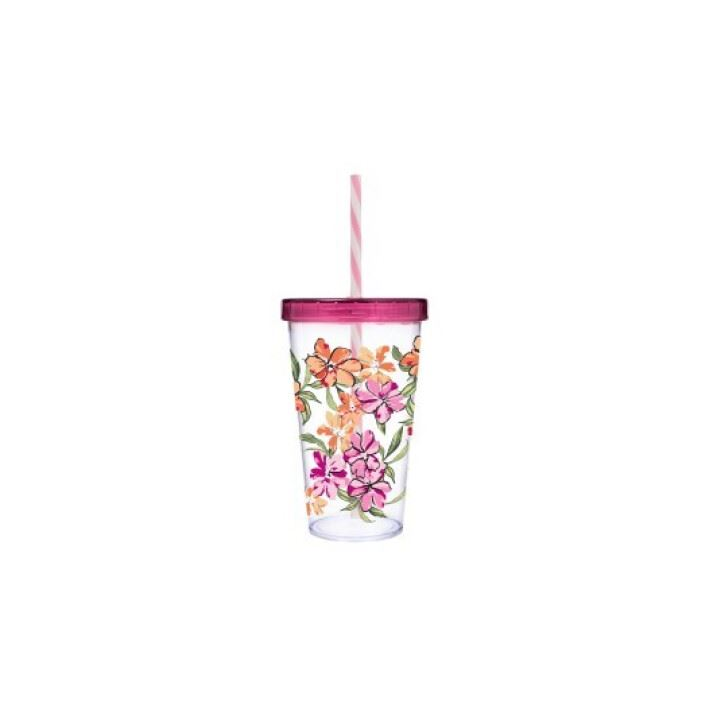 Solmazer virágmintás pohár szívószállal 660ml (161448-012P) (161448-012P)