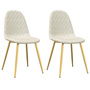 Scaune de bucătărie, 2 buc., alb crem, catifea