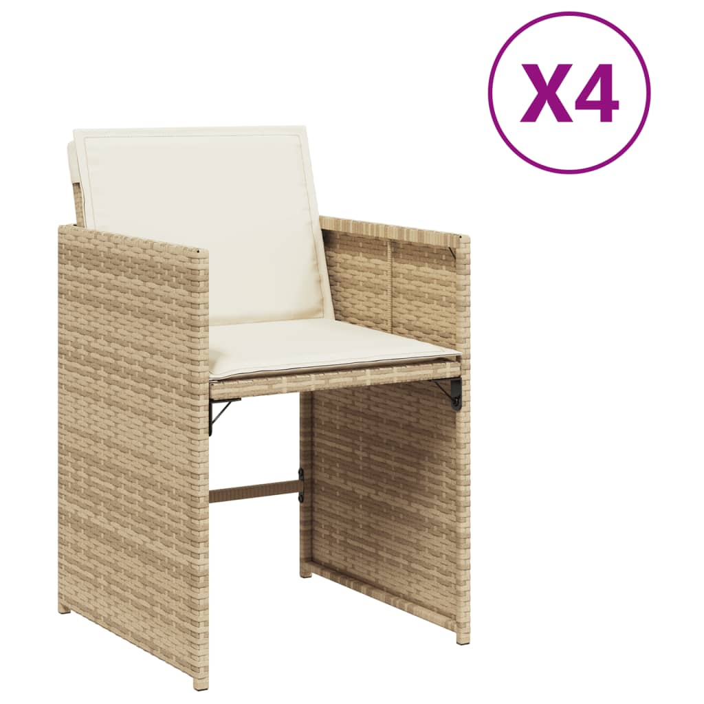 4 db bézs polyrattan kerti szék párnával (4007459)