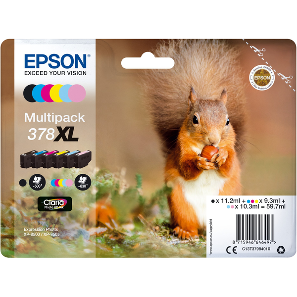 Epson Squirrel 378XL blækpatron 1 stk Original Højt (XL) udbytte Sort, Blå, Lys cyan, Magenta, Lys magenta, Gul
