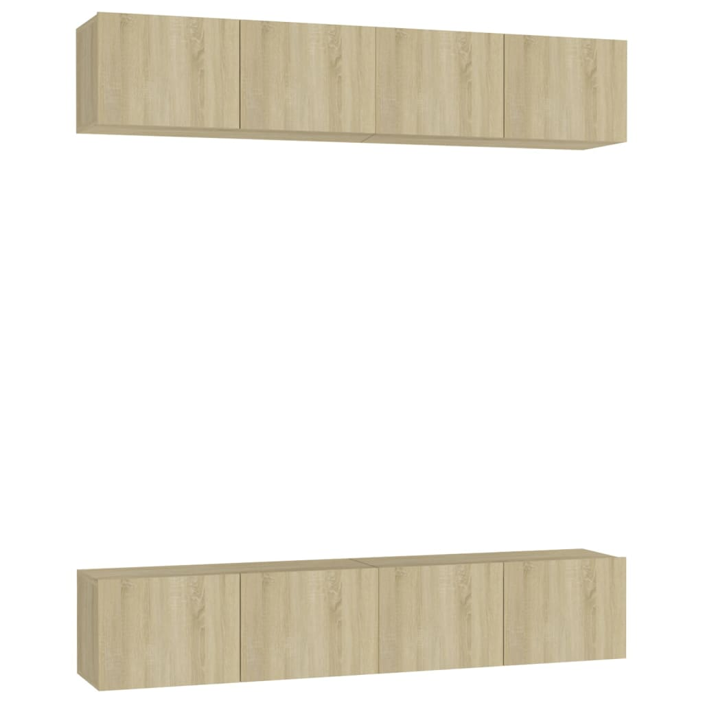 4 db sonoma-tölgyszínű forgácslap TV-szekrény 80 x 30 x 30 cm (3078955)