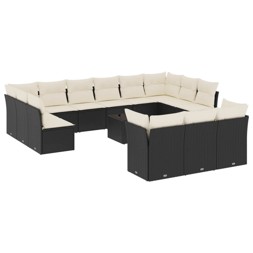 14 részes fekete polyrattan kerti ülőgarnitúra párnákkal (3218456)
