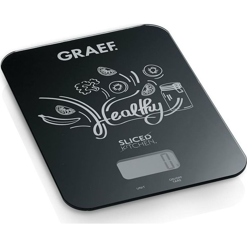 Graef KS 202 Konyhai mérleg digitális Mérési tartomány (max.)=5 kg Fekete 200 x 145 x 17 (Z094721)