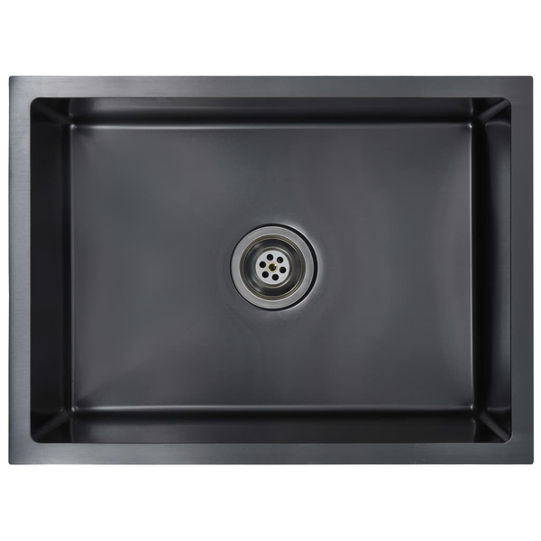 Chiuvetă de bucătărie lucrată manual, negru, oțel inoxidabil