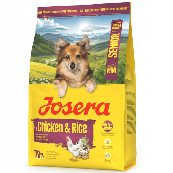 Josera Mini Senior száraz kutyaeledel, felnőtt kutyáknak, csirkével és rizzsel, 3 kg
