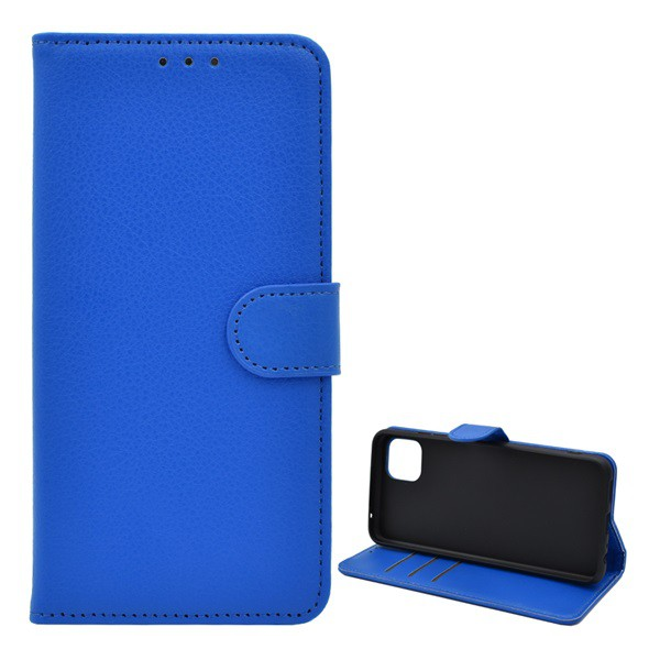 Tok álló, bőr hatású (FLIP, oldalra nyíló, asztali tartó funkció, prémium) VILÁGOSKÉK [Samsung Galaxy A22 5G (SM-A226)] (5996591085098)