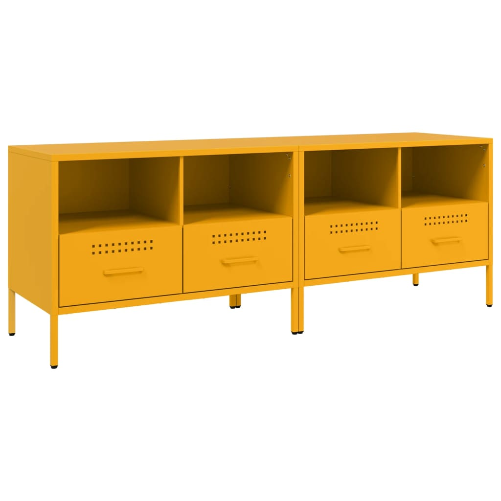 2 db mustársárga hideghengerelt acél TV-szekrény 68x39x50,5 cm (843049)