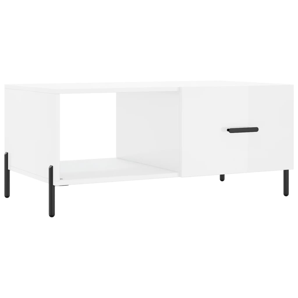 magasfényű fehér szerelt fa dohányzóasztal 90 x 50 x 40 cm (829222)