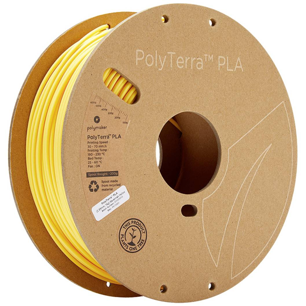 Polymaker 70851 PolyTerra PLA 3D nyomtatószál PLA műanyag 2.85 mm 1000 g Sárga (matt) 1 db (70851;0) (70851;0)