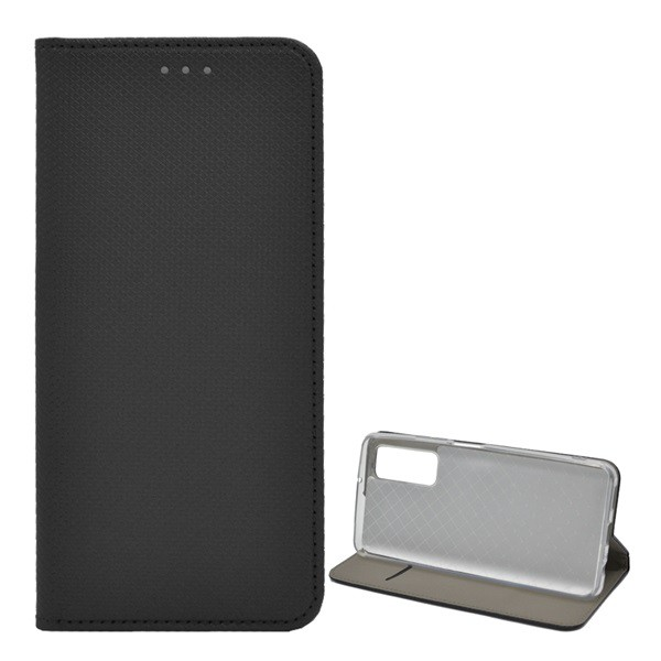 Tok álló, bőr hatású (FLIP, oldalra nyíló, asztali tartó funkció, rombusz minta) FEKETE [Huawei P Smart (2021)]
