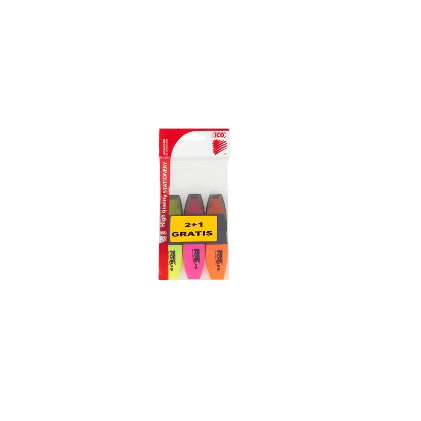 ICO Focus BL 1-4mm Szövegkiemelő készlet - Vegyes színek (3 db / csomag) (9580065012)