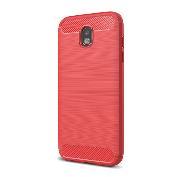 Szilikon telefonvédő (közepesen ütésálló, légpárnás sarok, szálcsiszolt, karbon minta) PIROS [Samsung Galaxy J5 (2017) SM-J530 EU] (5996457709618)