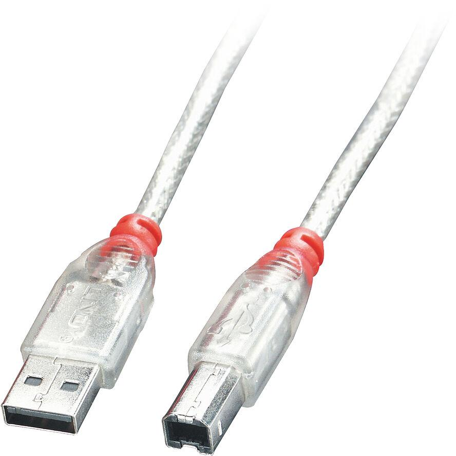 Lindy 41754 USB kábel 3 M USB 2.0 USB A USB B Átlátszó (41754)