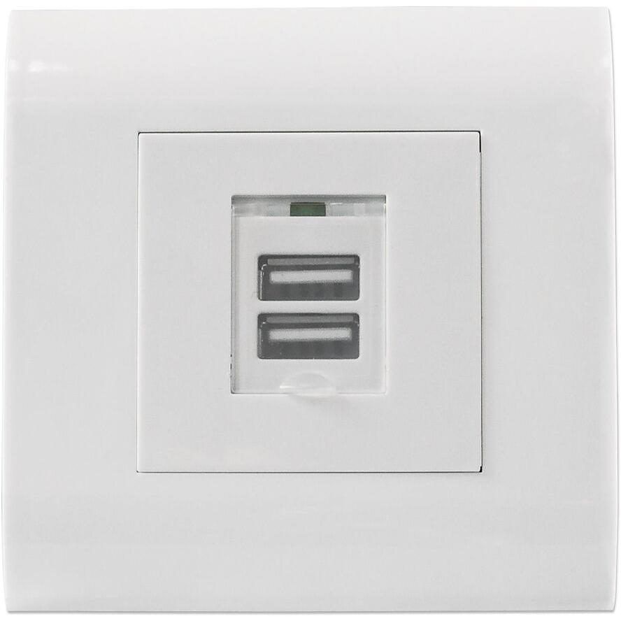 INTELLINET Unterputzdose 2x USB A-Ladeports 5V/2, 1A Abdeck. (772211)