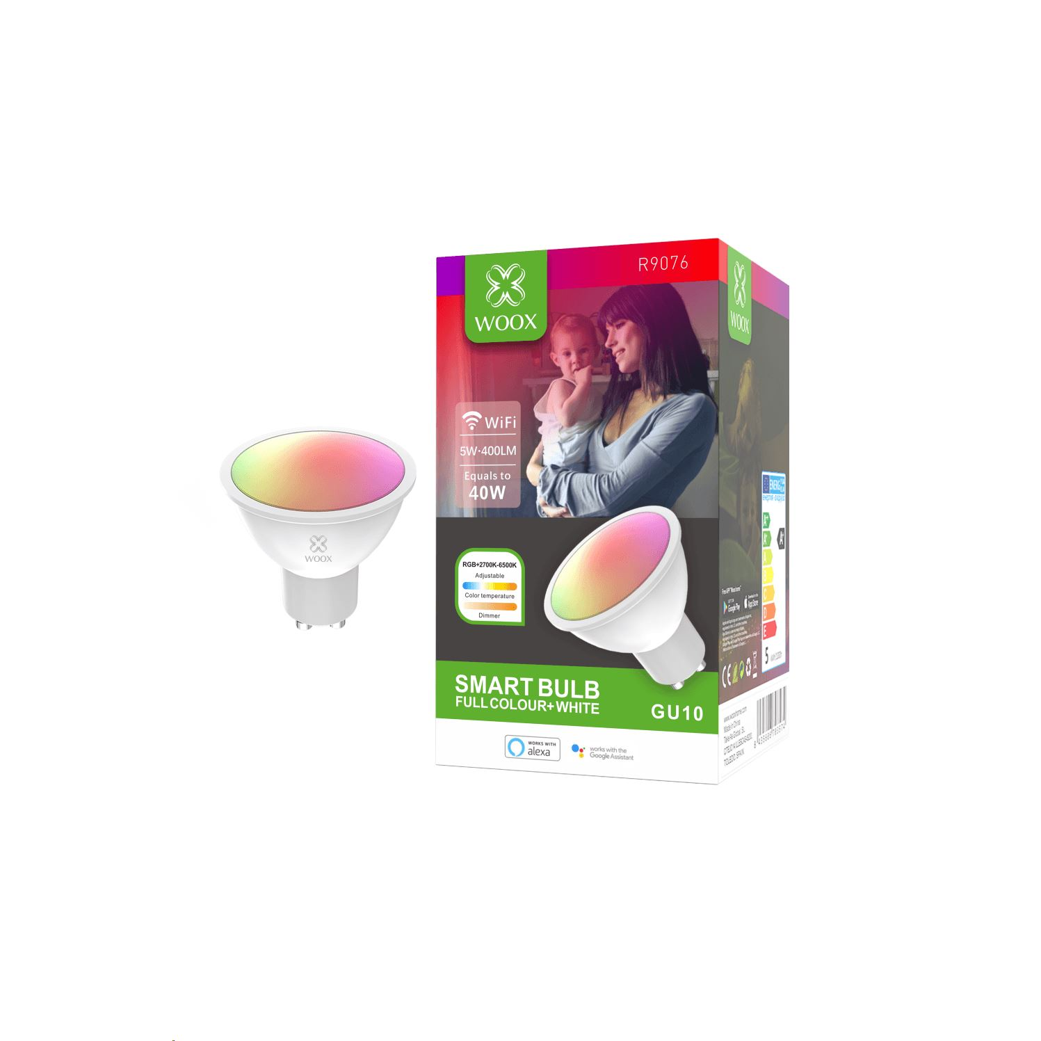 Woox Smart Home okos LED fényforrás GU10 5.5W 2700-6500K (R9076) (R9076)