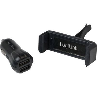 Lader Auto 2xUSB-A 10W + Telefoonhouder LogiLink Zw.