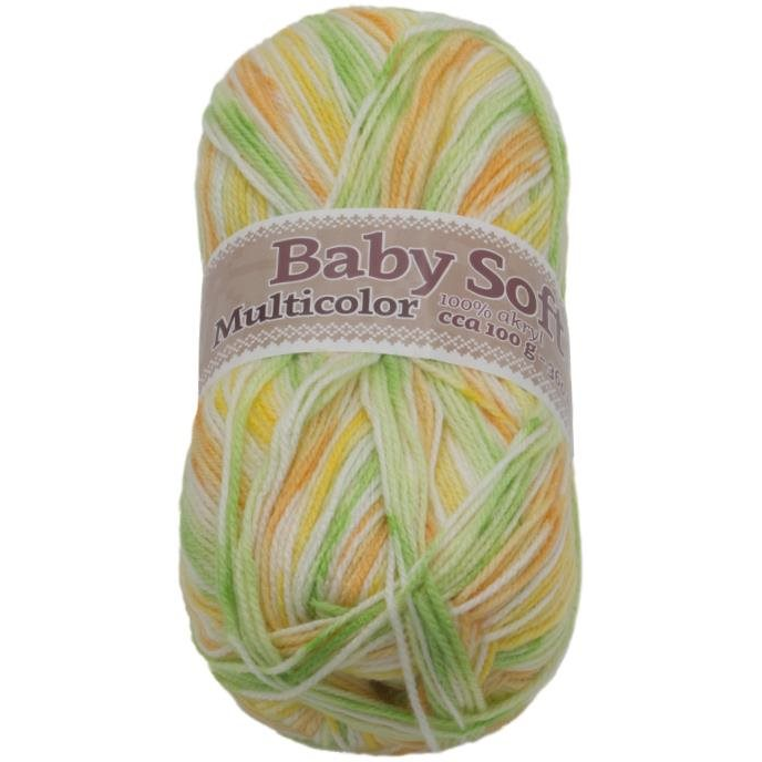 Baby soft multicolor 100 g - 608 fehér, sárga, narancssárga, zöld (6862)