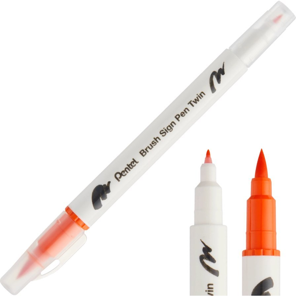 Kétoldalas ecsetfilc kalligráfiához Brush Sign Pen Twin Pentel Narancssárga