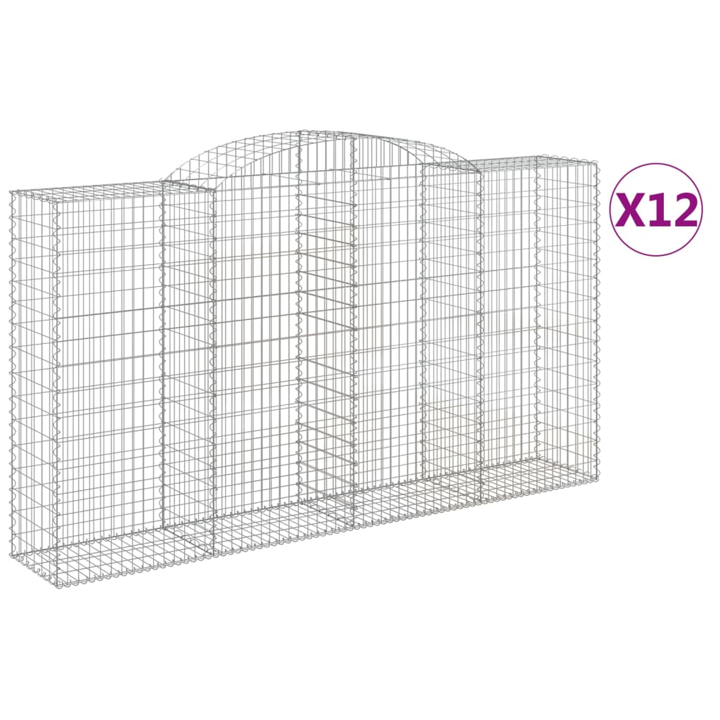 12 db íves horganyzott vas gabion kosár 300x50x160/180 cm (3146765)