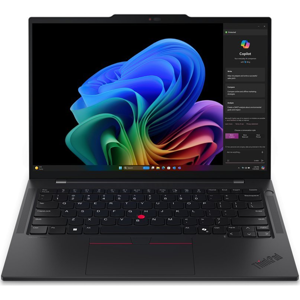 Lenovo ThinkPad T14s Qualcomm Snapdragon X1E-78-100 Ноутбук 35,6 см (14") WUXGA 32 GB LPDDR5x-SDRAM 1 TB SSD Wi-Fi 7 (802.11be) Windows 11 Pro Черен