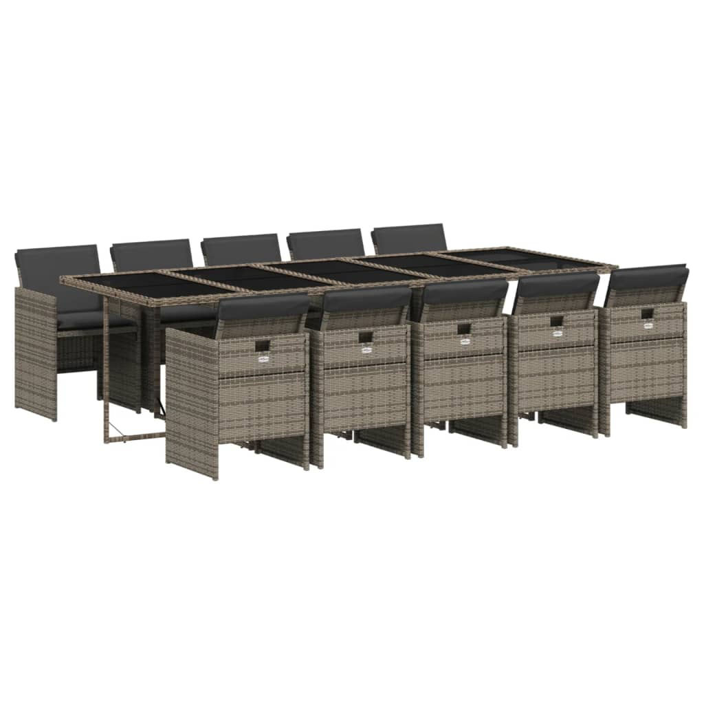 11 részes szürke polyrattan kerti ülőgarnitúra párnákkal (3210572)