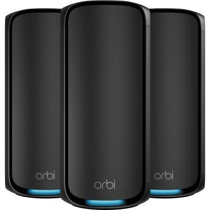 NETGEAR Orbi 970 Series Quad-Band WiFi 7, 3-Pack Quad-band (2.4 GHz / 5 GHz-1 / 5 GHz-2 / 6 GHz) Wi-Fi 6 (802.11ax) Negro Interno