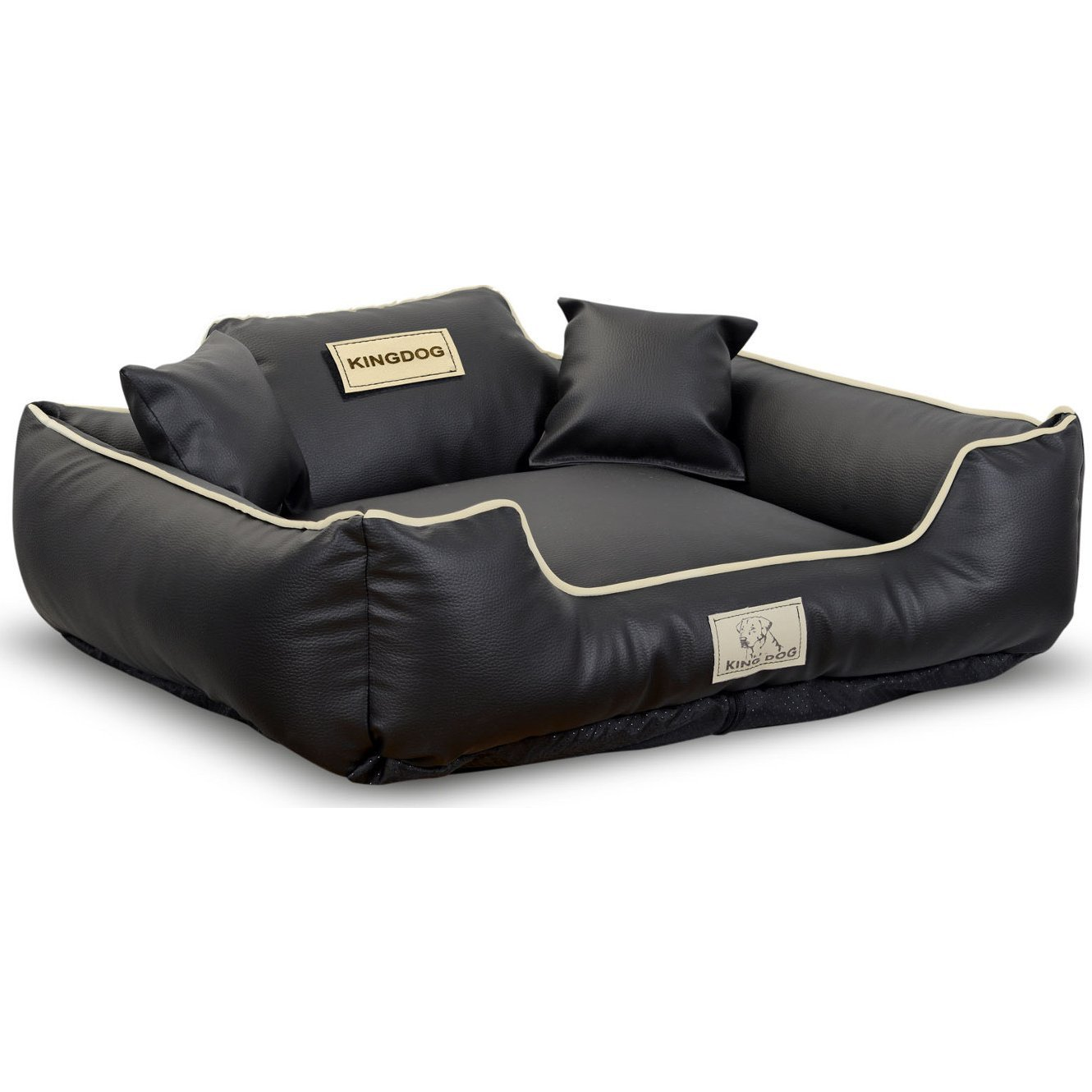 Cama Para Perro Kingdog Corralito 100x75cm Eco Cuero Color Negro